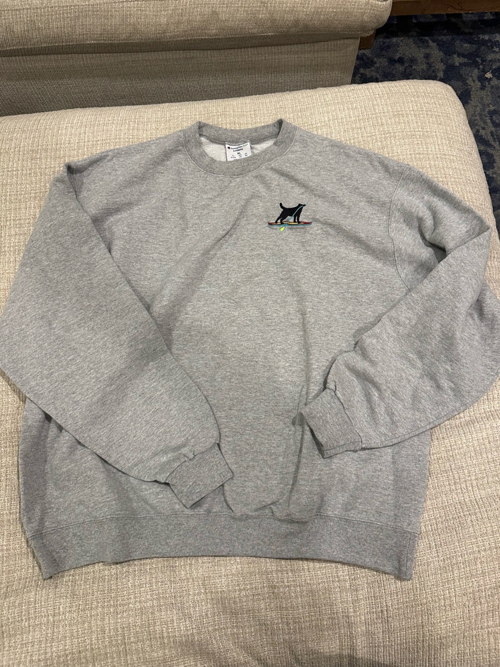 Champion Heather Gray Crewneck Sweatshirt with Small Embroidered Logo